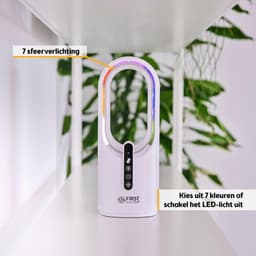 Bladloze Tafelventilator 2500mAh – Stil – 3 Snelheden – Timer – 7-Kleuren Nachtlamp – USB-C – Wit — thumbnail 4