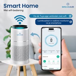 Luchtreiniger / Air Purifier – HEPA H13 – Koolstoffilter – Filtert tot 99,97% van fijne deeltjes – CADR 330 m³/u – Tot 40 m² – Tegen Pollen, Stof, Rook & Geuren – Bij Allergieën & Hooikoorts – WiFi/App — thumbnail 4