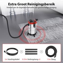 Nat- en Droogzuiger 18L RVS Industriële Stofzuiger - Veelzijdig Bouwstofzuiger Roestbestendig met Oververhittingsbeveiliging, voor Garage, Werkplaats, Huis en Auto Reinigen — thumbnail 5