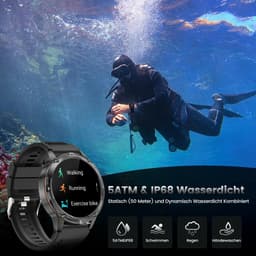 FOSMET GPS Smartwatch Heren 2026 - Militair Niveau Rugged Sporthorloge - 1,43 Inch - 100+ Sportmodi - 24/7 Hartslagmeter, SpO2 & Slaapmonitor - Fitnesshorloge - Geschikt voor Android & iOS - Zwart — thumbnail 4