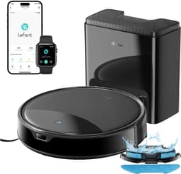 Lefant M350 Robotstofzuiger met dweilfunctie - Automatische lediging - Stofzuiger - 6000 Pa zuigkracht - Met oplaadstation - Bedienbaar via smartphone - ToF-navigatie - Met leegstation - Ideaal voor huisdieren - Zwart — thumbnail 1
