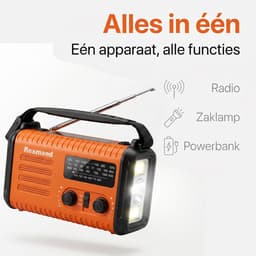 Noodradio met Solar, Dynamo & Powerbank - 20.000mAh - Inclusief 1x USB-C Kabel - LED-verlichting/Zaklamp - Draagbare Radio - SOS Alarm - AM/FM/NOAA-radio - Waterbestendig - Noodpakket — thumbnail 4