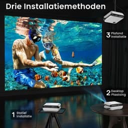 LNMsolutions® Mini Beamer - Beamer - Projector - Wit /Zwart - 21cm x 18cm x 10cm — thumbnail 3