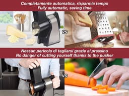 Elektrische Groentesnijder en Rasp - Keukenrasp Julienne Snijder - Ingrediënten Voorbereiden - 3 Roestvrijstalen Kegels - 16 Kilogram — thumbnail 4