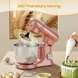 Keukenmachine - Mixer Keuken - Bakken Thuis - Krachtige 1500W Motor - 5 Liter Kom - Roze — thumbnail 3