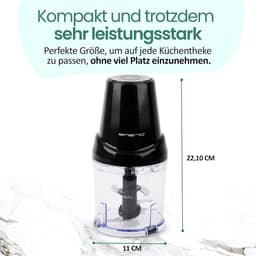 Elektrische Hakmolen - Keukenmachine Mini Chopper - Ingrediënten Fijnmaken - 4 Roestvrijstalen Messen - 500 ml - Zwart — thumbnail 4