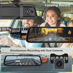 SnelShoppen - Dashcam Achteruitkijkspiegel Camera 9.66 Inch IPS LCD Touch Screen, Dual Camera 1080p met Nachtzicht, Parkeermonitor, Beweging Detectie, — thumbnail 2