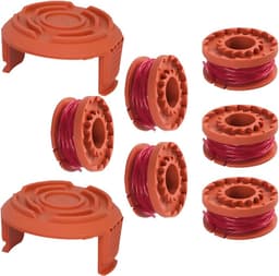 SnelShoppen - 6 Snijspoelen voor Grasmaaier, 2 Spool Doppen, Compatibel met 20V Grasmaaiers, Diameter 1.65mm, 3m Lengte, Nylon, Tuin, Grasmaaien, Verv — thumbnail 1