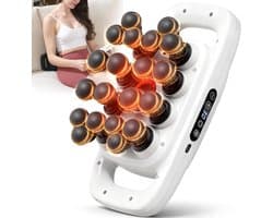 Massagepistoolset met 20 opzetstukken, diepweefselpercussiemassageapparaat met 3 standen en 30 intensiteiten, draagbaar massagepistool voor spier-, been- en taillemassage en pijnverlichting (wit, 20 opzetstukken)