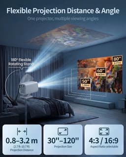 SnelShoppen - XRQ Videoprojector V16 - Draagbare Beamer voor Feest, Camping en Thuisbioscoop - 1080P HD Beeldkwaliteit - Compact en Lichtgewicht — thumbnail 3