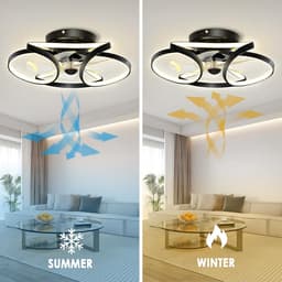 Ventilator Plafondlamp - Dimbaar Met Afstandsbediening - Smart Lamp - Zwart - 6 Standen - Moderne Ventilator Lamp - 64W — thumbnail 2