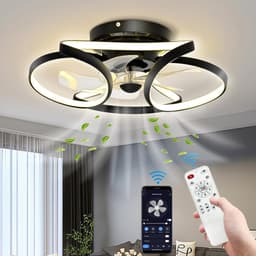 Ventilator Plafondlamp - Dimbaar Met Afstandsbediening - Smart Lamp - Zwart - 6 Standen - Moderne Ventilator Lamp - 64W — thumbnail 1