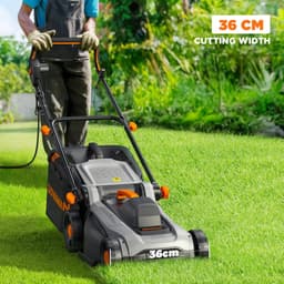 Zerova Elektrische Grasmaaier - Kooimaaier - handgrasmaaier - 40L Grasopvangbak - Opvouwbare Handgreep - 36cm Maaibreedte - Zwart — thumbnail 3