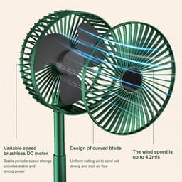 Uitschuifbare opvouwbare draagbare ventilator voor thuis, slaapzaal, drie snelheden, bureauventilator — thumbnail 5