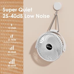 Draagbare campingventilator, oplaadbare ventilator op batterijen met haak, USB-ventilator met ophangkoord — thumbnail 5