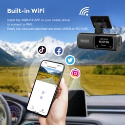 Namajunas – Dashcam voor auto voor en achter – 4K+1080P, WiFi, HDR nachtzicht -24-uurs bewaking– Dashcam voor auto full hd gps– G sensor, 170° groothoek, loop-opname, parkeerstand — thumbnail 5