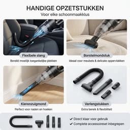 Kruimelzuiger Snoerloos – Handstofzuiger met 5 Opzetstukken – Oplaadbaar – Zwart — thumbnail 5