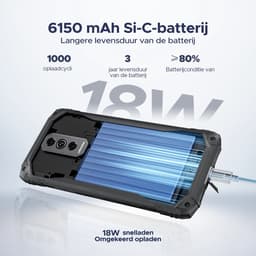DOOGEE Blade 10 Ultra Energy 4.5G - Robuuste Telefoon - Smartphone - 36 GB RAM+128 ROM（2TB/TF) - UNISOC T7250 - Android 16 - 6,56-inch HD+ 90Hz - 64MP Camera - 6150mAh/18W - IP68 - 10.7mm - Vingerafdruk-Face ID - NFC - GPS - Zwart — thumbnail 4
