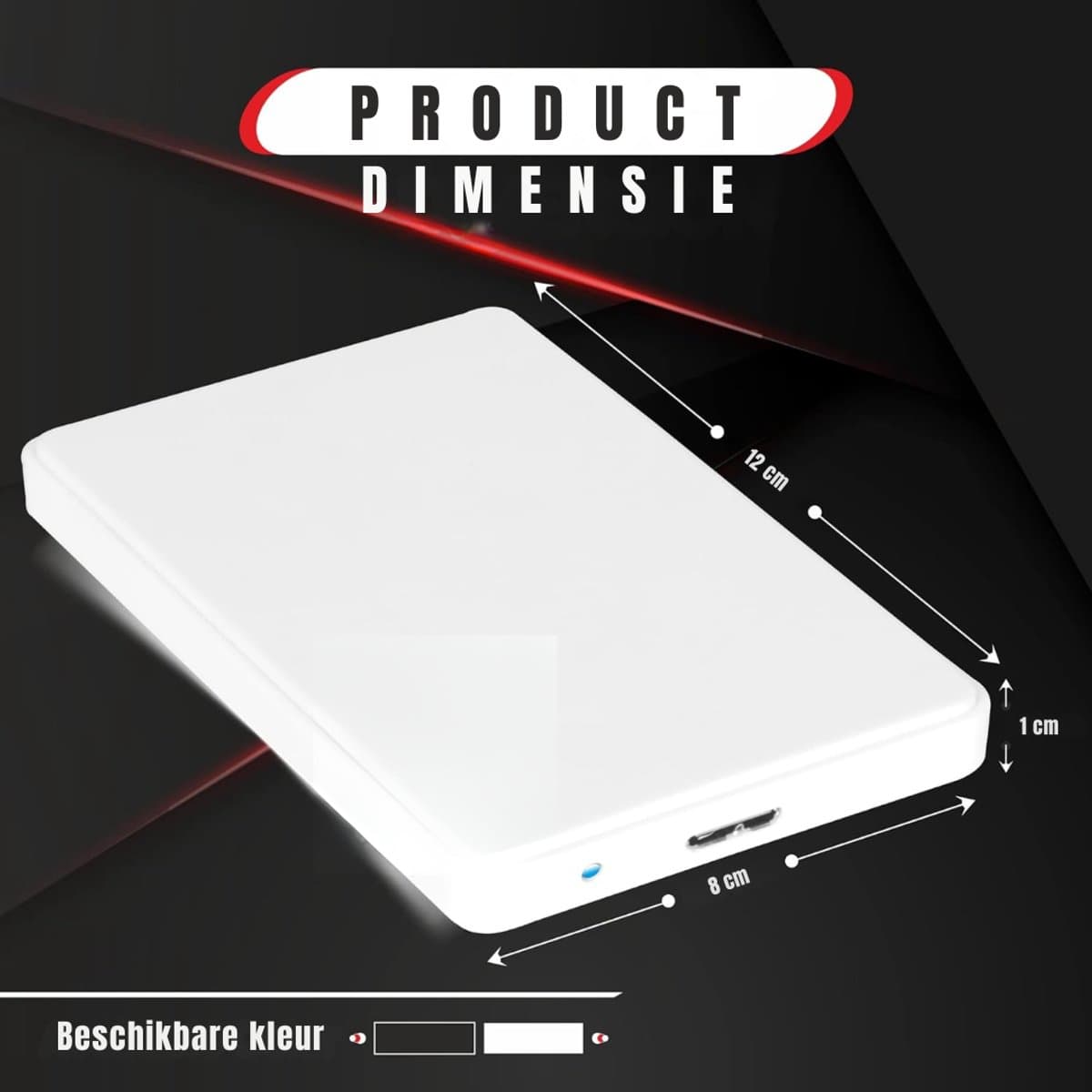 AHD® Harde Schijf - Externe Harde Schijf - SSD Extern - Externe Harde Schijven - Wit - 12cm x 8cm x 1cm — afbeelding 1