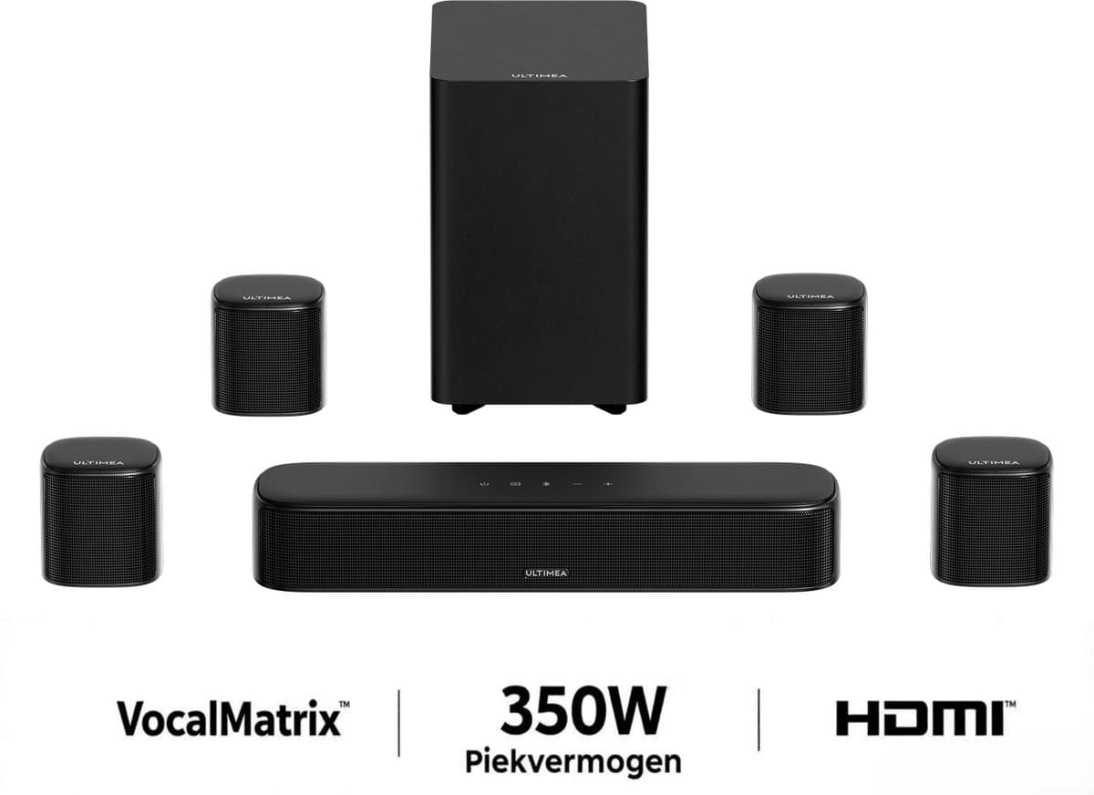 ULTIMEA Aura S4T 7.1-kanaals Soundbar voor TV, met 4 Surroundluidsprekers, Surround-geluidssysteem met Subwoofer, App-bediening — afbeelding 1