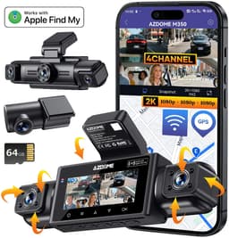 AZDome M350 4CH 360 graden dashcam voor auto - Twee interieur camera's en achtercamera - 2K + 3x Full HD resolutie - Wifi en GPS - Night vision - Parkeerbeveiliging - 64gb Micro SD kaart - 3,0 inch LCD scherm - 170 + 170 + 150 + 150 graden kijkhoek — thumbnail 2