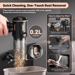 Draadloze Handstofzuiger 28000 Pa - 4-in-1 Auto Stofzuiger met Blaasfunctie - Borstelloze Motor - HEPA Filter - Voor Auto Huis en Dierenhaar — thumbnail 4