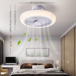 RGB Plafondventilator - Met Speaker - Dimbaar Met Afstandsbediening - 12 Kleuren - 50W - RGB Muziek Ventilator - Woonkamerlamp - Kroonluchter Ventilator — thumbnail 2