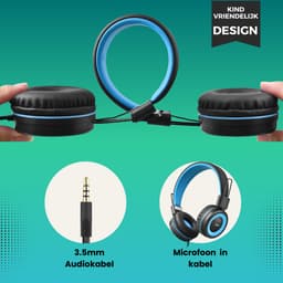WiseQ One Kinderkoptelefoon met Draad – Koptelefoon Kinderen met Draad – Hoofdtelefoon met Kabel – Volumebegrenzer – Microfoon – Geluidsdempend – Zwart Blauw — thumbnail 4
