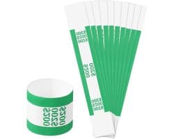 Allecto plus - Pack van 200 zelfklevende geldbandbundels voor bankbiljetten, groen, 18 x 4 cm