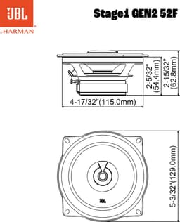 JBL STAGE1 GEN2 52F - Autospeakers - 13 cm - 2-weg Coaxiaal - 320 Watt - Zonder Grill - Luidspreker — thumbnail 3