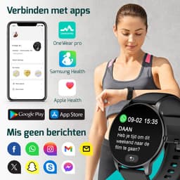 FITAGE Sporthorloge met GPS - Smartwatch Stappenteller Horloge - Activity Tracker - Smartwatches Heren, Dames & Kinderen - Zwart — thumbnail 2
