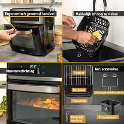 Airfryer Oven 13L met Digitale Besturing en Rotisserie | 8 Programma's | 1700W | Kookruimte met Binnenverlichting — thumbnail 5