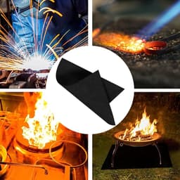 Candala Vuurvaste mat 30 cm × 30 cm, hittebestendig tot 1200 °C, vuurvast tapijt voor houtkachel, vuurvast tapijt, grillmat, hittebestendig, zwart — thumbnail 1