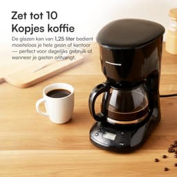 Heinner Compact Koffiezetapparaat 1,25L – 750W – Nylon Filter – Anti-Drup & Warmhoudfunctie – Automatische Uitschakeling – Zwart – LCD Display — thumbnail 5