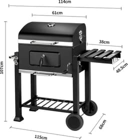 PIPIPOXER-Houtskool BBQ - Smoker Barbecue - Verstelbaar kolenrooster - Zwart — thumbnail 2