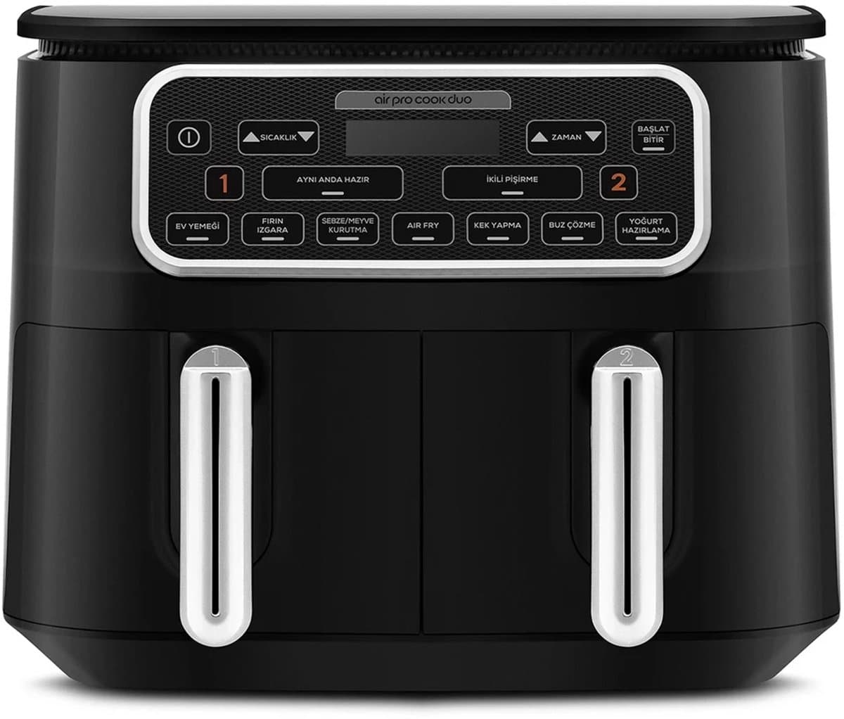 Karaca Air Pro Cook Duo XXXL Airfryer 8L – Dubbele Lade – 1700W – 2×4L – Zwart/Chroom – Gezond Frituren — afbeelding 1