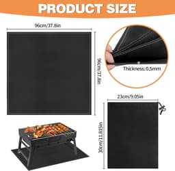 Candala Vuurvaste onderlegger, 96 x 96 cm, vuurwerende mat, hittebestendig, opvouwbare grillmat, vloerbescherming, hittebestendig, koolstofvilt, vuurvaste mat, grilltapijt, vloerbeschermingsmat voor buiten — thumbnail 2