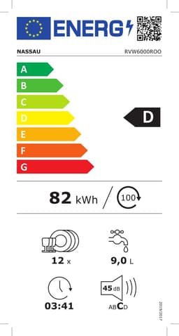 Nassau RVW6000BEI – AUTODOOR - Label D - 43DB! - RVS sproeiarm - Retro Beige Vaatwasser – Handgreep - Vrijstaand – Beige/Creme- 5 jaar garantie - — thumbnail 2