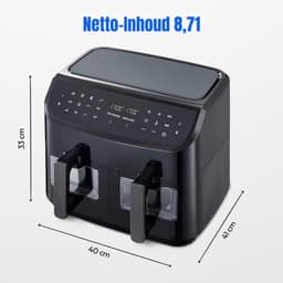 Thuys – Dubbele Airfryer – Heteluchtfriteuse – Duo Airfryer – 8,7 L – 41 x 40 x 33cm – Zwart — thumbnail 4