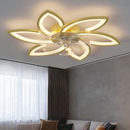 6 Sterren Plafondlamp Met Ventilator - Goud - Met Afstandsbediening - Smart lamp - Dimbaar Met App - 6 Standen Ventilator - Woonkamerlamp - Moderne lamp - Plafoniere — thumbnail 1
