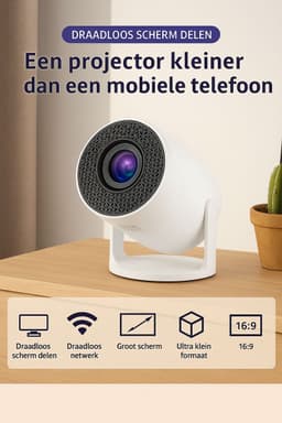 Mini Beamer 4K – YDH-HY300 Projector met WiFi 6 | 94 inch | 500 Lumen | Draagbaar & Compact | Draadloze en Bedrade Verbinding | Geschikt voor Thuisbioscoop & Cadeau — thumbnail 4