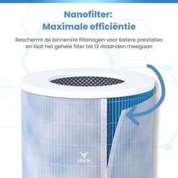 Vibrix PureFlow30 Luchtreiniger / Air Purifier – HEPA H13 + koolstoffilter – 180 m³/u – Voor kamers tot 30 m² – Ionisator – App-bediening – Zeer stil met slaapstand – Luchtkwaliteitindicator — thumbnail 3