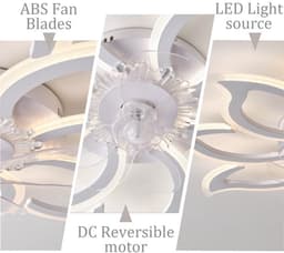 Moderne grote plafondventilator met dimbare verlichting en afstandsbediening — thumbnail 2