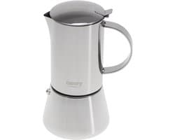Camry CR 4425 RVS Moka Pot – 6 Kops Espresso Percolator – Geschikt voor Inductie, Gas, Keramisch & Halogeen – 350ml – Veiligheidsventiel – Koffiepot