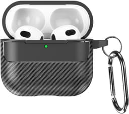 Telestore - Hoesje geschikte voor AirPods Pro 3 - TPU carbon zwart hoesje Beschermhoes - Shockproof AirPods Pro 3 Cover - AirPods Pro 3 Hoesje - Geschikt voor Apple Airpods Pro 3 - zwart - carbon TPU cover — thumbnail 1
