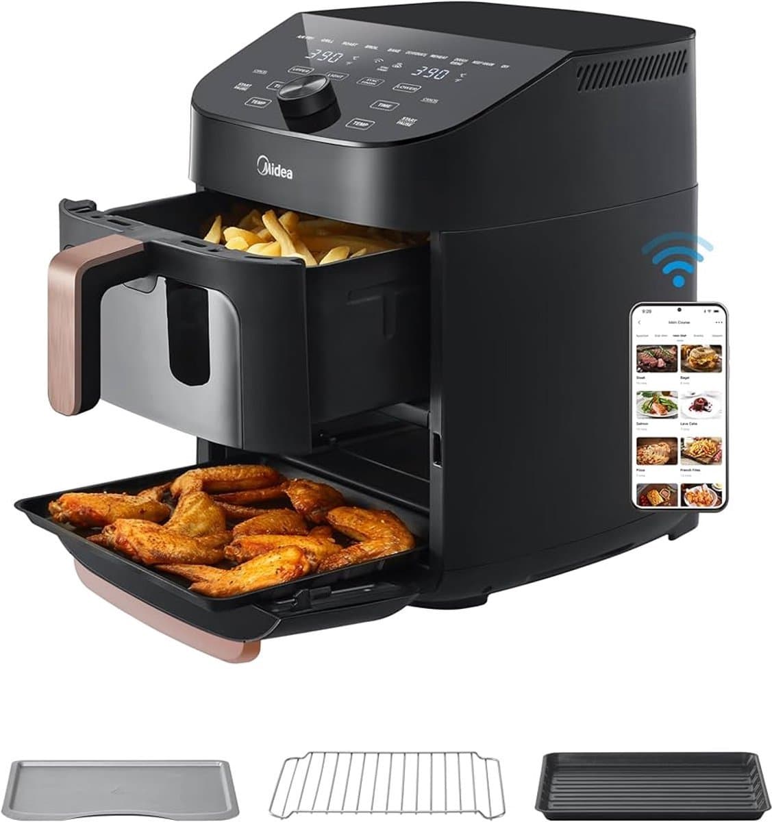 Air fryer MF-CY110A - Heteluchtfriteuse - dubbele stapel - overlappende heteluchtfriteuse - slimme wifi-synchronisatie met Alexa - 11L XL verticaal ruimtebesparend ontwerp - 10-in-1 mandgrillpan - geschikt voor 3 tot 8 personen - 2400 W — afbeelding 1