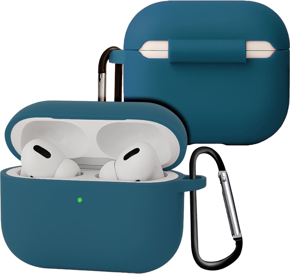 Case - Geschikt voor Apple Airpods Pro 3 - Siliconen Hoes met Clip - Silicone Hoesje Cover - Donkerblauw — afbeelding 1