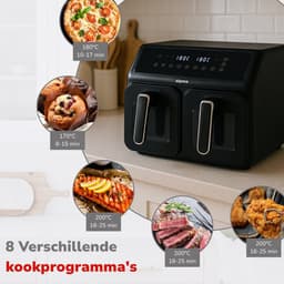 alpina Dubbele Airfryer XXL - Heteluchtfriteuse 2x4L - Air Fryer met Digitaal Touchscreen - Heteluchtoven voor 6 Personen en Meer - 8 Kookprogramma's - Sync-Modus - Timer Functie — thumbnail 4