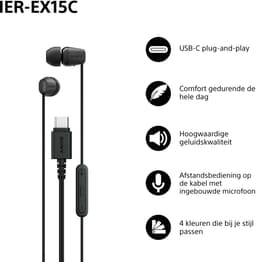 Sony IER-EX15C – In-ear USB-C oordopjes met microfoon - Zwart — thumbnail 2