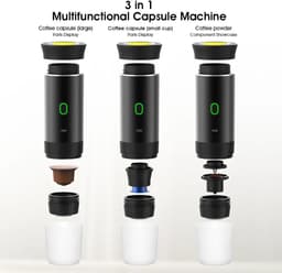 Espresso Machine Draagbaar Draadloos 3-in-1 – 20 Bar – Voor Koffiecapsules & Gemalen Koffie – USB Oplaadbaar – Zwart – Camping & Reizen — thumbnail 4